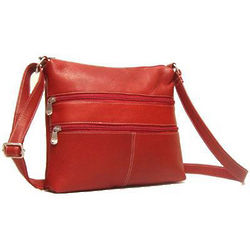 Vaquetta Leather Two Zippered Cross Body Purse