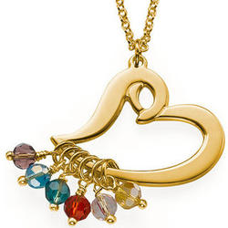 Gold-Plated Heart Necklace with Birthstones
