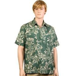 Green Palm & Plumeria Hawaiiabera Shirt
