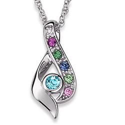 Mother's Birthstone Platinum-Plated Teardrop Necklace