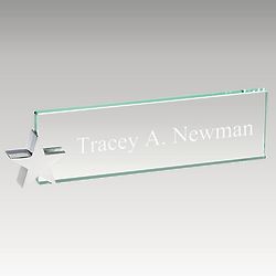 Personalized Chrome Star and Glass Nameplate Holder