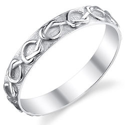 Sterling Silver Lover's Knot Heart Wedding Band Ring