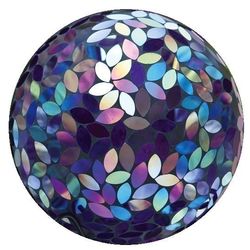 Purple Iridescent Flower Petal Mosaic Glass Gazing Ball