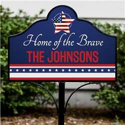 Personalized Stars & Stripes Home of the Brave Magnetic Sign Set