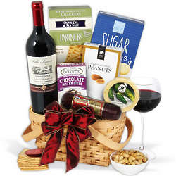 Classic Red Wine and Snacks Gift Basket