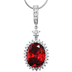 Oval Ruby Red CZ Pendant