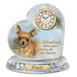 Chihuahua Crystal Heart Clock