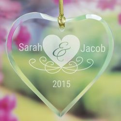 Couple's Love Glass Heart Ornament