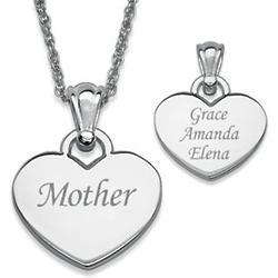 Mother's Silvertone Heart with Personalized Names Necklace