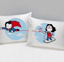 Made for Loving You His & Hers Super Hero Couple Pillowcases