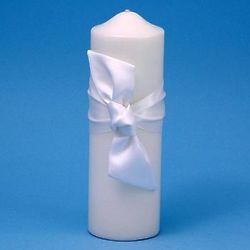 Love Knot Pillar Wedding Candle in White