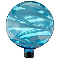 10" Blue and White Swirl Glass Gazing Globe