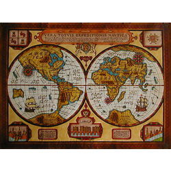 Antique Globes 1580 Color Leather Map with Rods