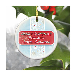 Personalized Snowflakes and Stripes Ornament