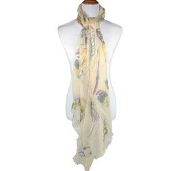 Feather Print Long Scarf