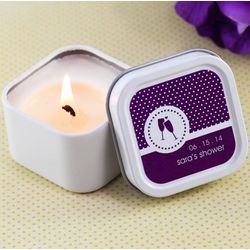 Mini Square Personalized Candle Shower Favors