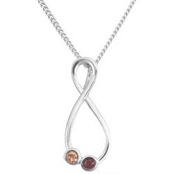 2 Birthstones Sterling Silver Eternal Family Necklace