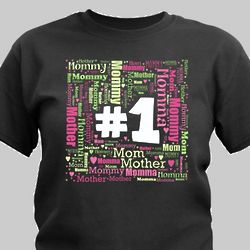 Personalized No. 1 Mom Word Art T-Shirt