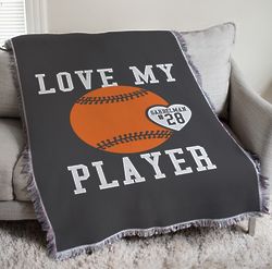 Personalized Love My Sports Player Tapestry Throw