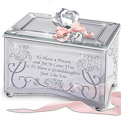 Personalized Mirrored Glass Music Box for Granddaughters