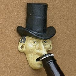 British Top Hatter Cast Iron Bottle Opener
