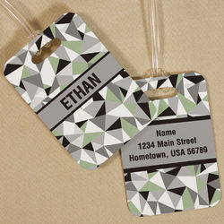 Personalized Jagged Squares Bag Tag