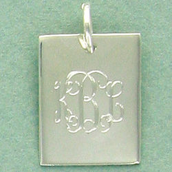 Sterling Silver Rectangular Monogram Pendant
