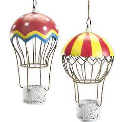 2 Metal Hot Air Balloon Candle Holders