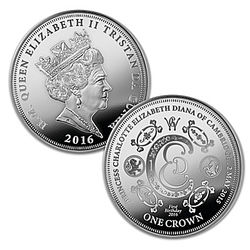 Princess Charlotte 1st Birthday Silver Crown Coin and Display
