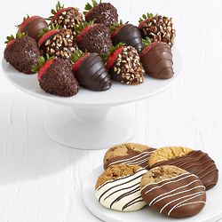 4 Dipped Cookies and 12 Deluxe Belgian Chocolate Strawberries