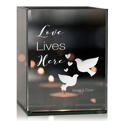 Personalized Love Lives Here Tealight Candle Holder