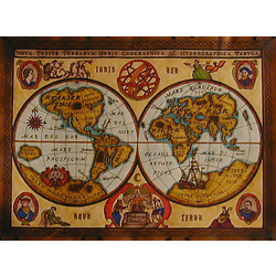 Antique Globes Color Leather Map with Rods