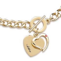 Name & Birthstone Heart Charm Bracelet
