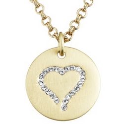 Gold Brushed Crystal Heart Necklace