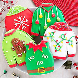 5 Ugly Sweater Gingerbread Cookies