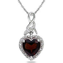 Garnet & Diamond Heart Pendant