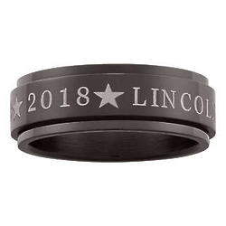 Personalized Spinner Band Class Ring in Black Stainless Steel