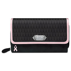 Breast Cancer Awareness Designer Faux Leather Wallet in Black