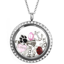 Cubic Zirconia Round Build A Charm Floating Locket