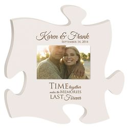 Anniversary Memories Personalized Wooden Puzzle Piece Photo Frame