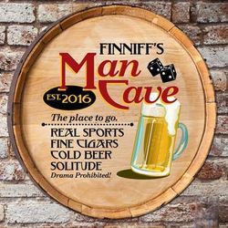 Personalized Man Cave Barrel Top Sign