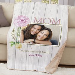 Personalized Mom You Are My Best Friend Photo Sherpa Blanket