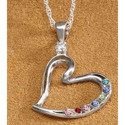 Personalized Mother's Heart Birthstone Pendant