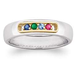 Sterling Silver Two-Tone Mother's Birthstone Band