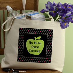 Teacher's Green Apple Personalized Tote Bag