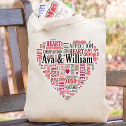 Personalized Couples Love Word Art Tote Bag