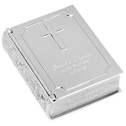 Personalized Polished Silver Bible Memory Box