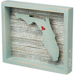 Florida State Cutout With Moveable Heart Wood Art