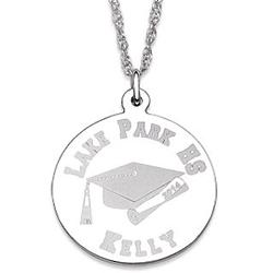 Graduate's Engraved Sterling Silver Disc Necklace
