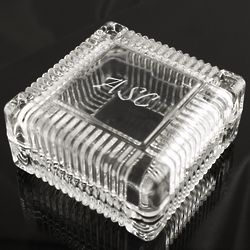 Small Square Monogrammed Crystal Trinket Box